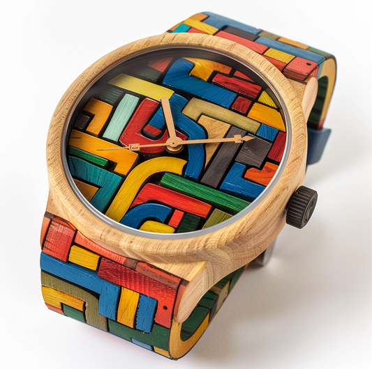 Colorful Blocks Wooden Children's Watch