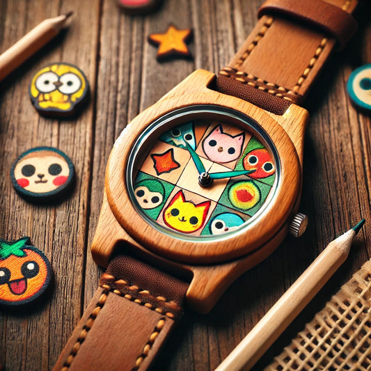 Cartoon Vintage Children's Wooden Wristwatch