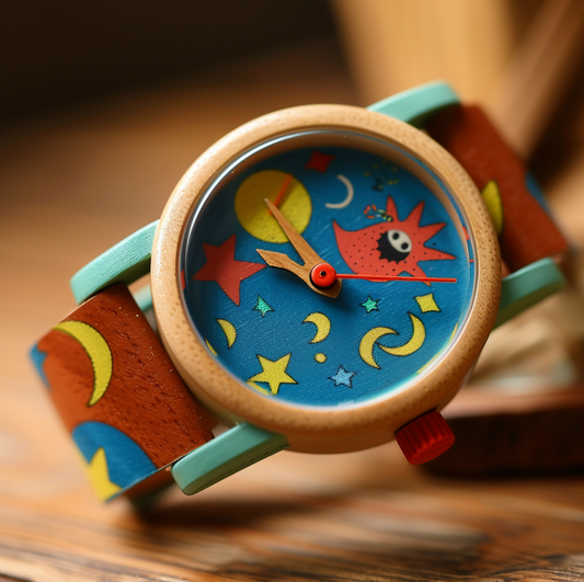 Dreamy Night Sky Wooden Children's Watch