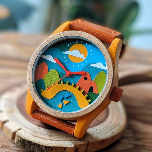 Scenic Landscape Wooden Children's Watch