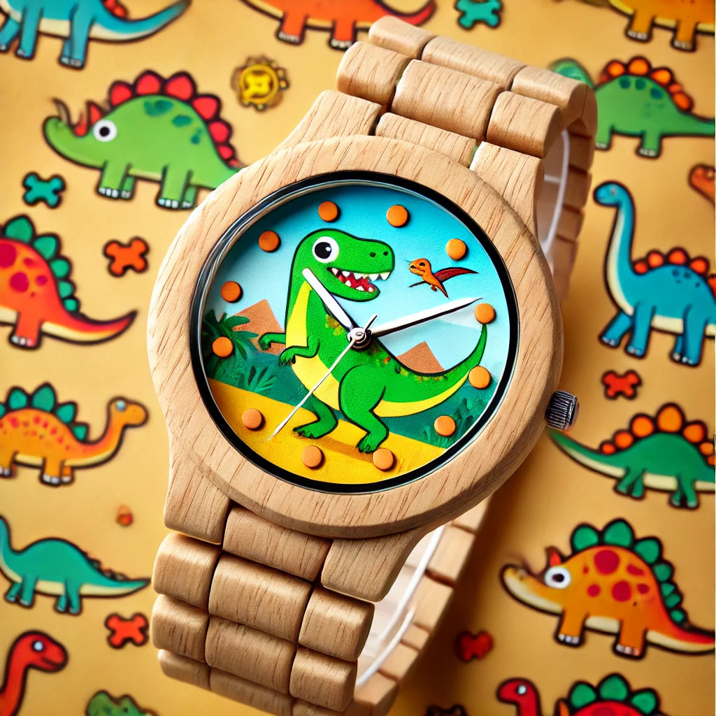 Cartoon Dinosaur Wooden Children's Watch