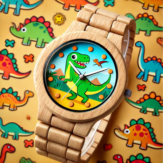 Cartoon Dinosaur Wooden Children's Watch